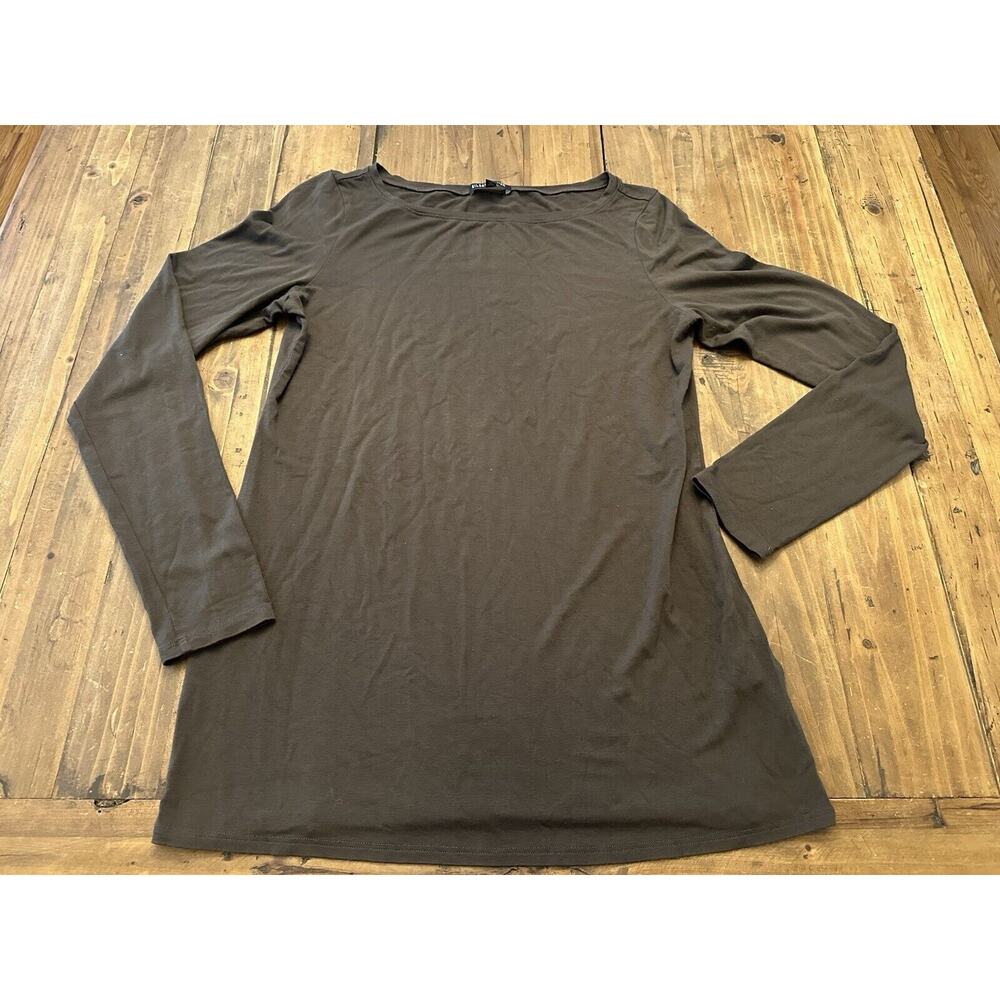 Eileen Fisher Size Small Long Sleeve Brown Stretch Shirt Blouse Top Lagenlook